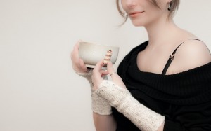 White Winter Wrist Warmers