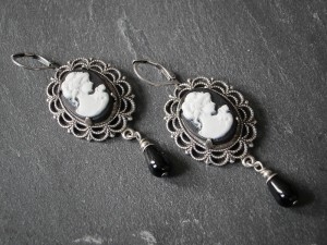 Black Cameo Earrings