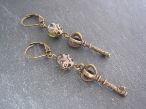 Emerald Drop Key Earrings