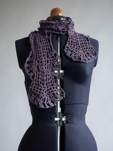 Crochet Lace Scarf, short lilac version